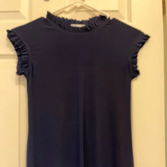 Navy Blue *Mock Neck* Mini Dress w/ Ruffles | XS | Simple & Sophisticated | NWOT - Picture 4 of 11